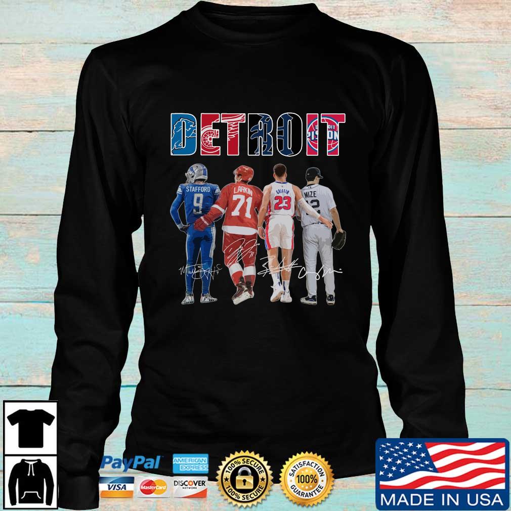 Detroit Lions Detroit Red Wings Detroit Tigers Detroit Pistons Stafford  Larkin Griffin Mize Mvp signatures shirt, hoodie, sweater, long sleeve and  tank top